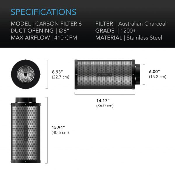 575acinfinity6infilter2 - ac infinity 6" carbon filter