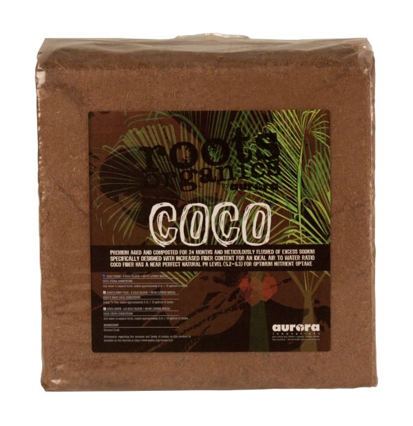 Rocb 1 - roots organics coco fiber, 12" x 12" compressed block