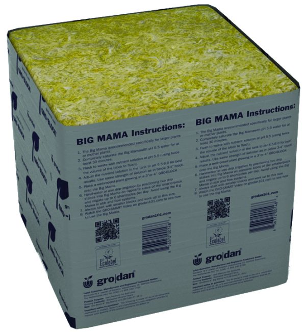 Rw108001 1 - grodan big mama, 8" x 8" x 8", case of 18