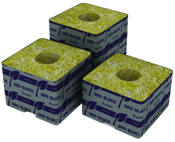 Rwdm4g 1 - grodan delta 4 block, 3" x 3" x 2. 5" with hole, case of 384